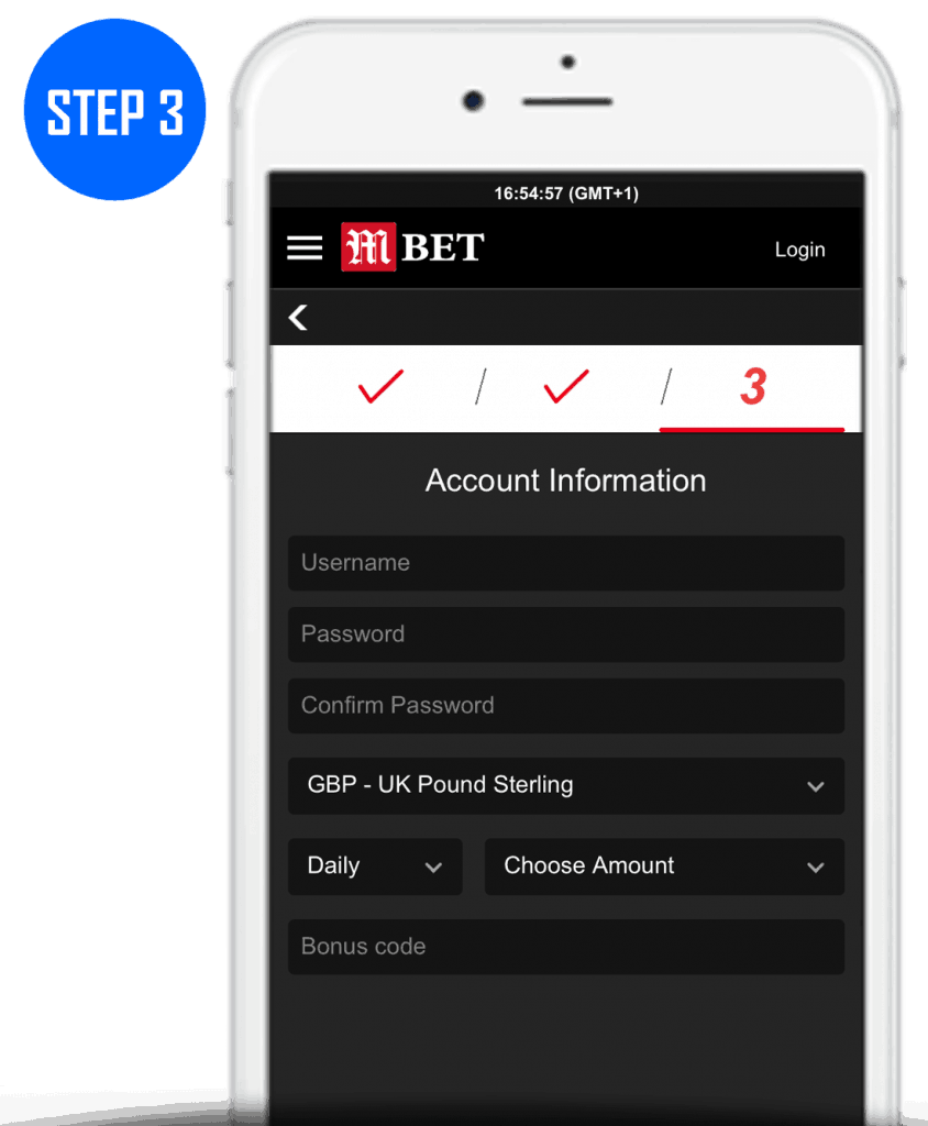 MansionBet Sign Up Process Step 3