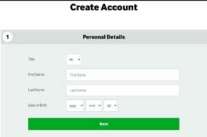 Betway registration page personal details