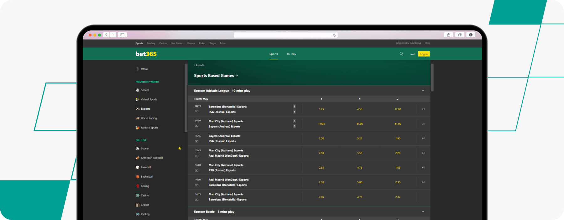 bet365 FIFA betting desktop screenshot